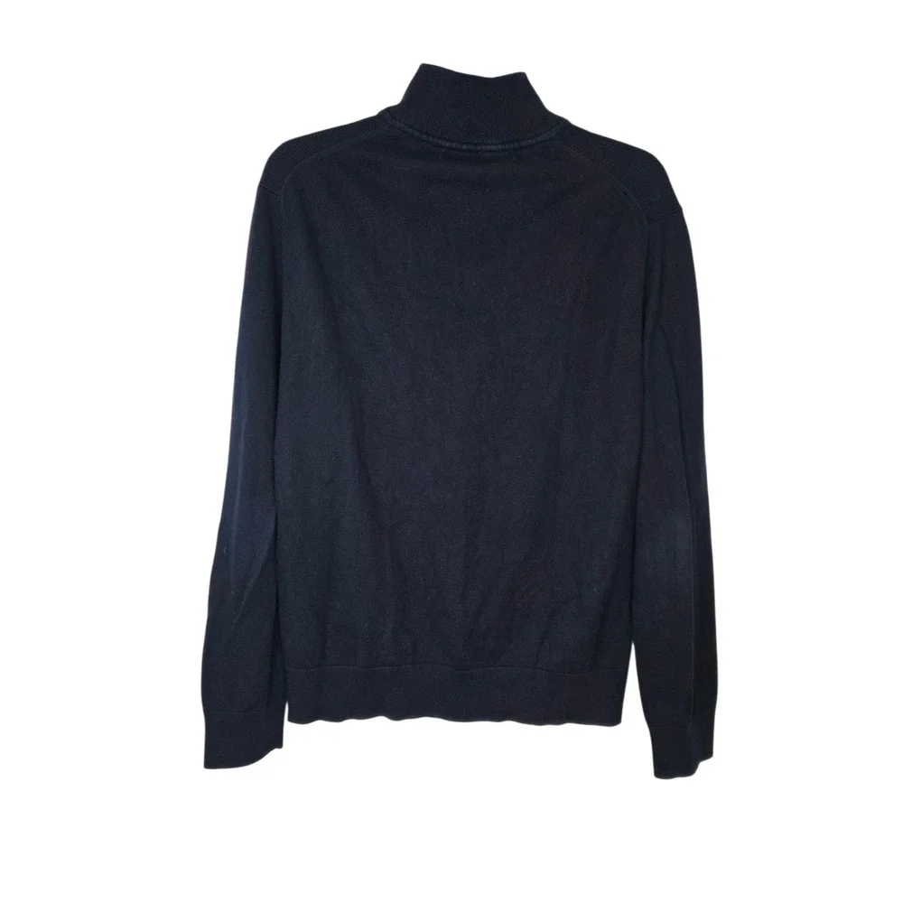 Banana Republic‎ Mens Navy Blue Pima Cotton Cashmere Quarter Zip Sweater Medium